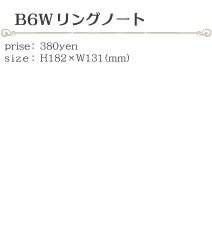 B6Wリングノート size:H182×H131(ミリ)価格:380円