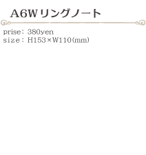 A6Wリングノート size:H153×W110(ミリ)価格:380円